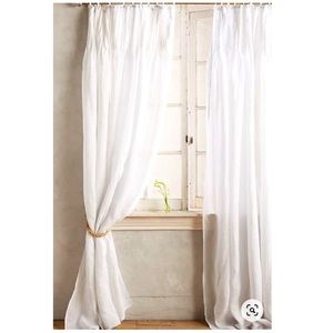 2 panels white(very light grey) used linen /gauzy Anthropologie tie top curtains